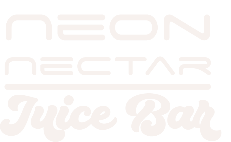 Neon Nectar Vintage juice bar branding in white