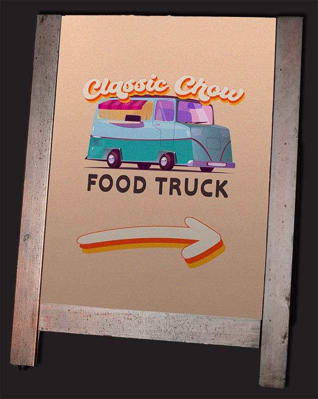 simple 60s inspired food truck sign