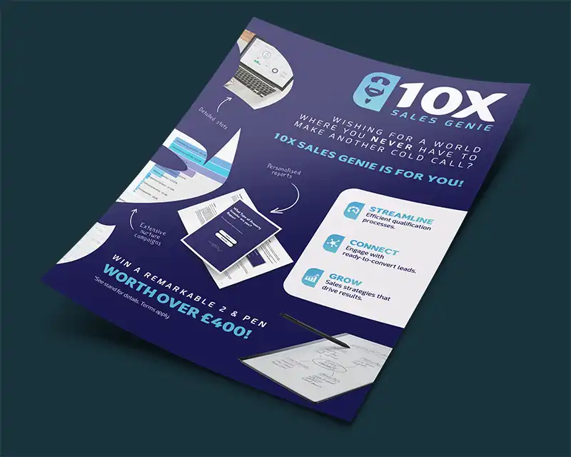 Brochure insert graphic design for sheffield company featuring key benefits and promotional offer