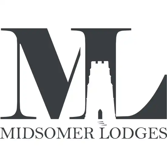 Elegant lodge rental logo design incorporating large initials with a stylised glastonbury tor silhouette, presented in a monochrome palette.