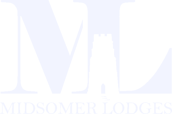 Luxury lodge logo design featuring a monogram with a tower silhouette for Midsomer Lodges.