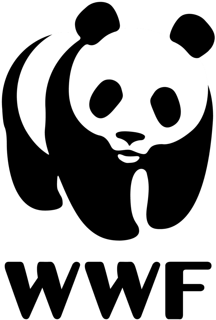 WWF logo featuring a panda created using negative space, symbolizing wildlife conservation.