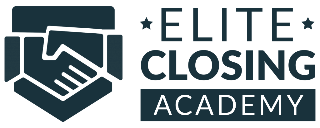 business Academy branding featuring a handshake icon inside a shield with bold professional typography