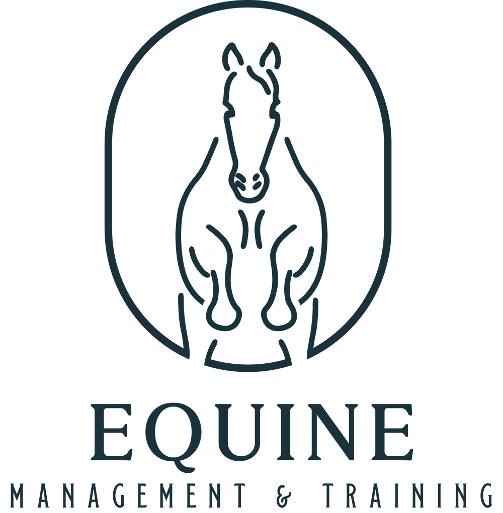 Equestrian Training logo featuring a stylised horse in an outlined arch frame