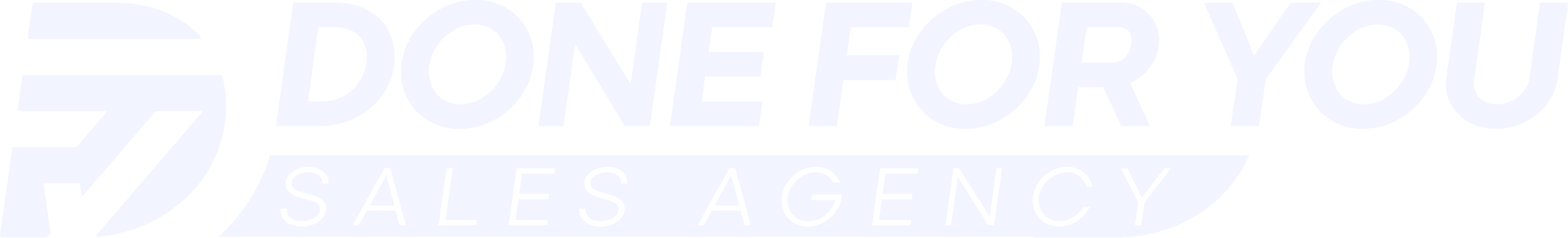 Done For You Sales Agency logo featuring a bold, stylised 'DFY' emblem to the left, with the text 'DONE FOR YOU' in uppercase italicised letters above 'SALES AGENCY' in a sleek, modern font.